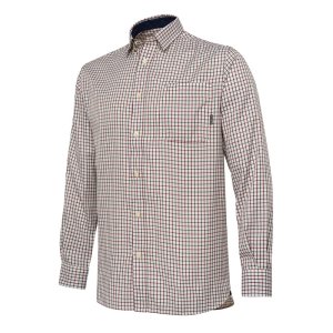 Ellis LS košile - Ivory & Green Check