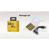 Nitecore NH2400 set 4ks Li-ion AA battery 1,5V 2400mAh USB-C nabíjací port + nabíjací multi kábel