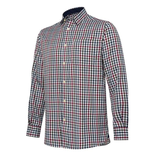 Ellis LS košile - White & Bordeaux Check